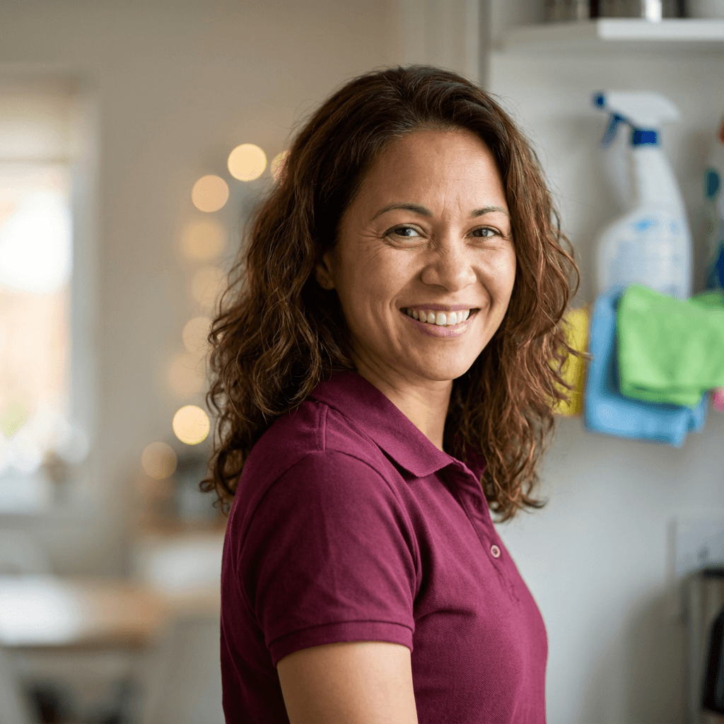Maria Flores, cleaning service owner
