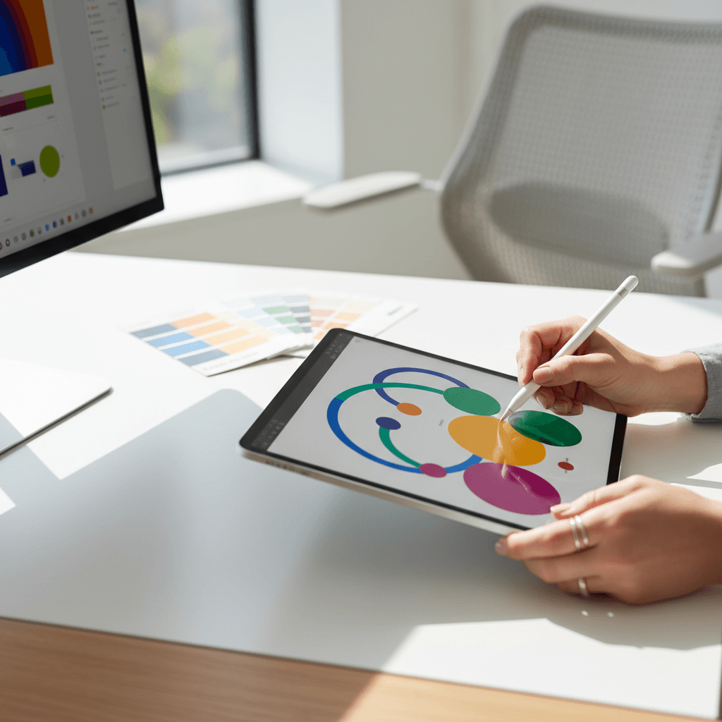 Cleaning company social graphic on a tablet